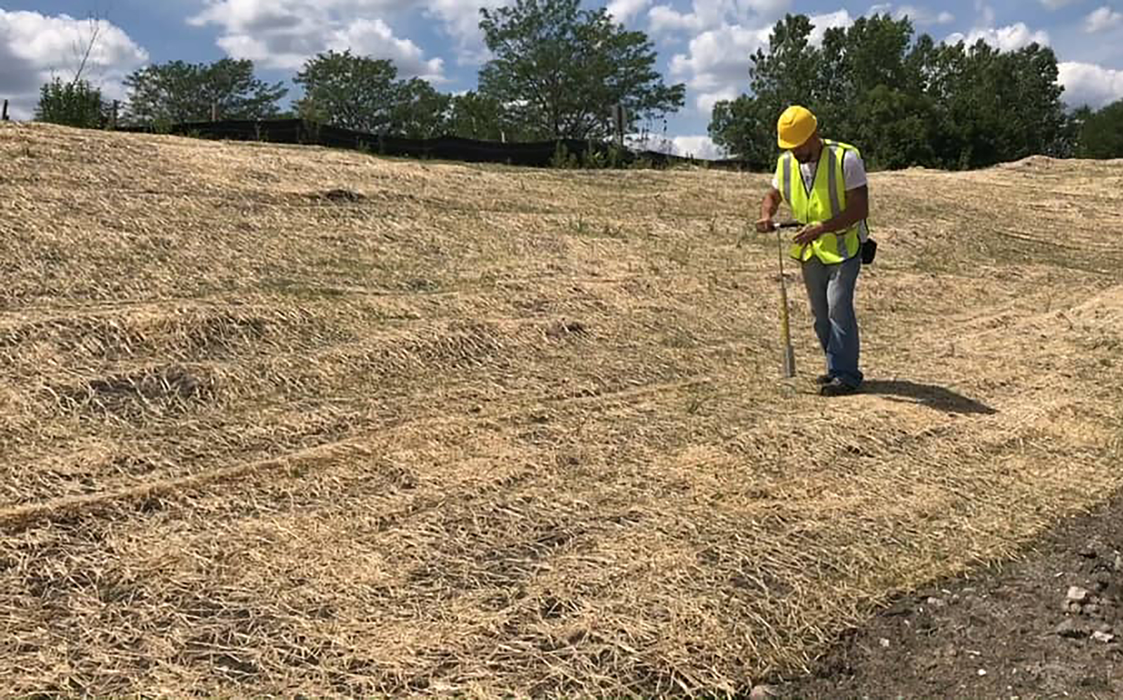 Erosion Control Blanket Installation with Staple Wasp